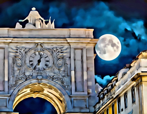 Abstract Arco da Rua Augusta at Night by Darryl Brooks